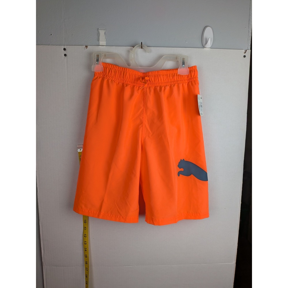Puma Boys Neon Orange Swim Trunks Board Shorts Mesh Lined Size Large L 1